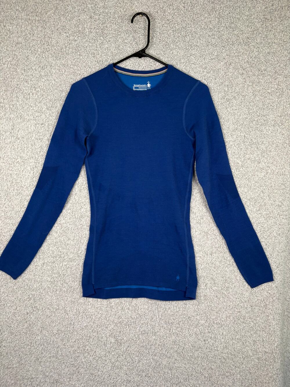 Smartwool Intraknit 200 Merino Wool Base Layer M Blue Ski Hiking Tiny Hole